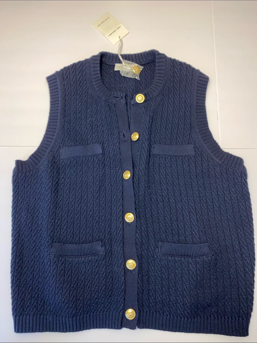 Free Assembly Women's Button Front Cable Knit Sweater Vest XL